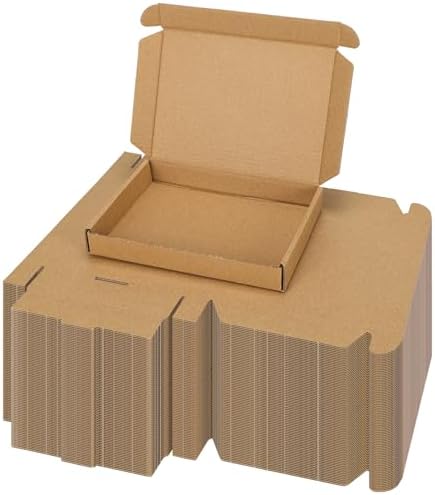 PHAREGE 100 Pack 7x5x1 inch Small Shipping Boxes, Brown Mailing Boxes by PHAREGE