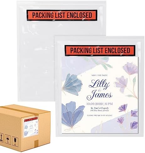 ABC PACK & SUPPLY Packing List Envelopes, Clear with Red Panel Packing List Enclosed, 4.5 x 5.5 Inch, Self Seal Document Pouches 2 Mil Polyethylene, Pack of 1000 by ABCPackSupply%C2%AE