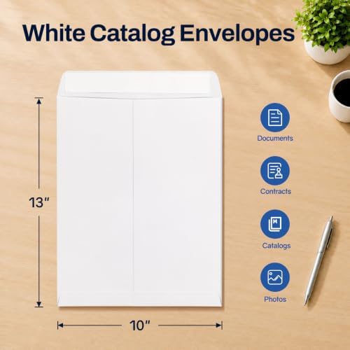 SUNEE 10 x 13 Self Seal Catalog Envelopes, 28lb White Security Mailing Envelopes, Ultra Strong Quick-Seal for Documents, Office & Business Use, 100 Pack - Image 2