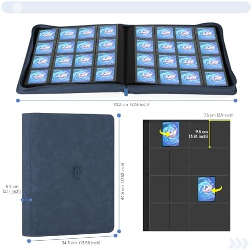 Card Binder with 1024 Cards,16 Pocket Trading Card Binder Includes 32 Page Storage Sleeves,Collection Card Album,Card Holder to Organize and Protect Cards,Navy Blue - Image 3