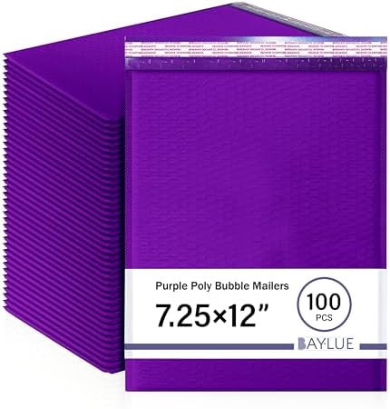 Purple Bubble Mailers 7.25x12, Self Seal Poly Padded Envelopes #1, 100 Pack by BAYLUE