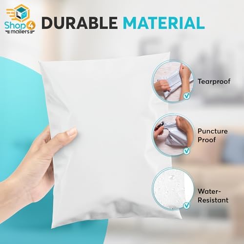 1000 Count 7.5x10.5 Permanent Self Seal White Poly Mailers, 1.7 Mil - Image 5