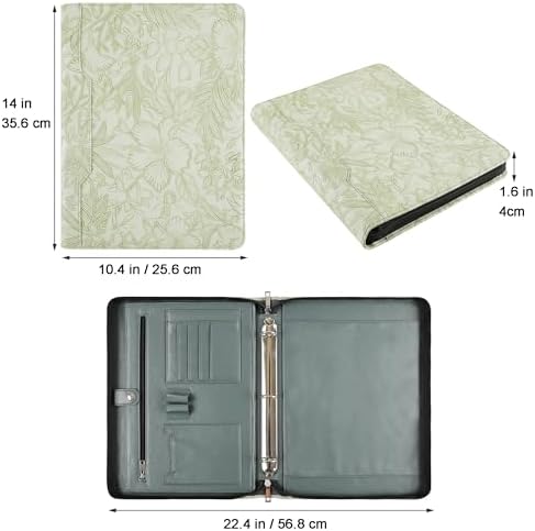 DUKE&COW Vegan Leather Portfolio Binder, 3-Ring Padfolio Organizer, Green - Image 2