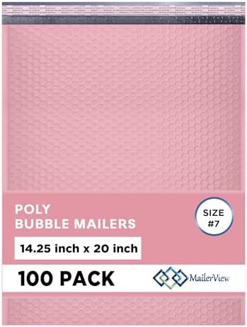 Light Pink Bubble Mailers 14.25x20 Poly Padded Envelopes #7 100 Pack by MAILERVIEW