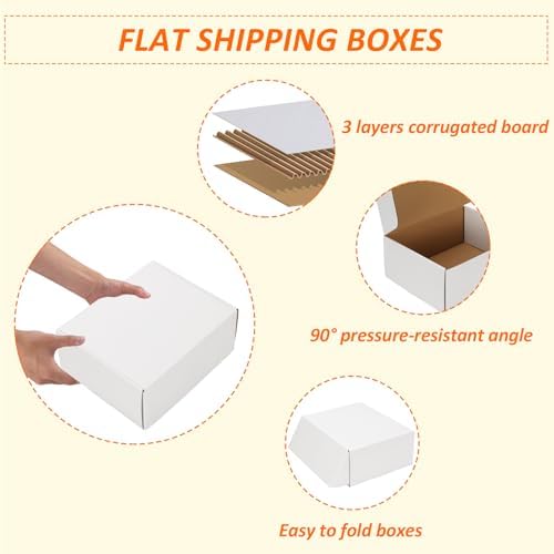 HORLIMER 10x8x4 inches Shipping Boxes Set of 20, White Corrugated Cardboard Box Literature Mailer - Image 3