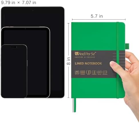 &And Per Se Lined Journal Notebook, 160 Pages, A5 5.7 x 8 inches College Ruled Thick Paper Notebook Journals for Writing, Hardcover Notebooks for Women Men Office School (1 Pack, Emerald) - Image 3