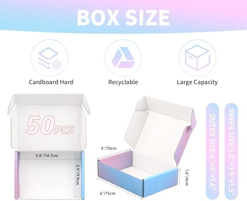 Purple Shipping Boxes 6x4x1.6 in - Set of 50: Small Corrugated Cardboard Boxes - Shipping Boxes for Small Business - Image 2