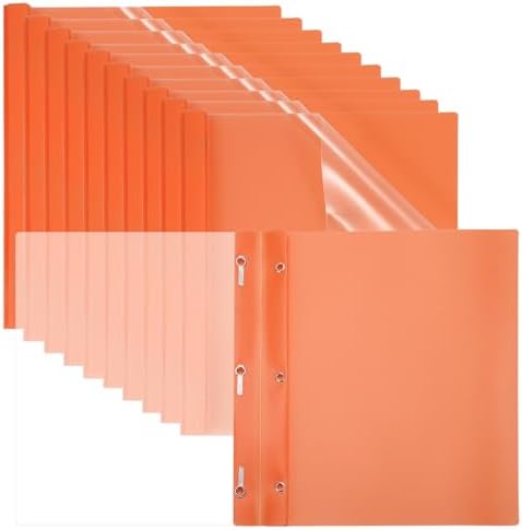 PATIKIL Plastic Report Covers with Prong, 30 Pcs 80 Sheet Clear Front Presentation Binders with 3 Metal Prong Fasteners Report Folder for Resume Documents Files Letter, Orange by PATIKIL
