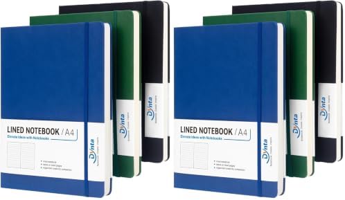 Dynta A4 Lined Journal Notebooks 6 Pack 8.5 x 11 Leather Hardcover Journals by Dynta