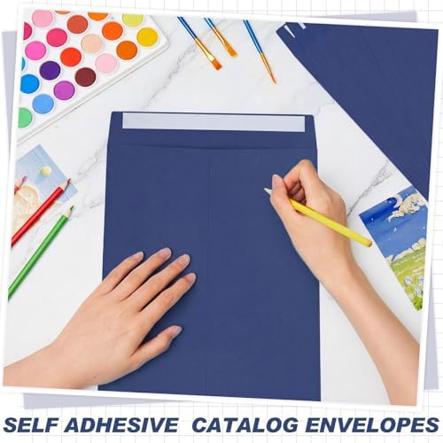 100 Pcs 9''x12'' Catalog Envelopes Self Adhesive Manila,Navy Blue - Image 5