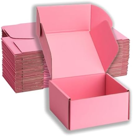 Pink Shipping Boxes 6x6x3 Inches, 20 Pack by DUZCLI