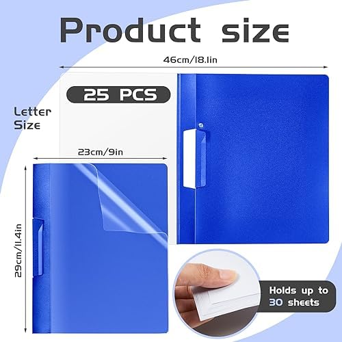 Maitys 25 Pack Clear Report Covers with Clip, Blue - Image 3