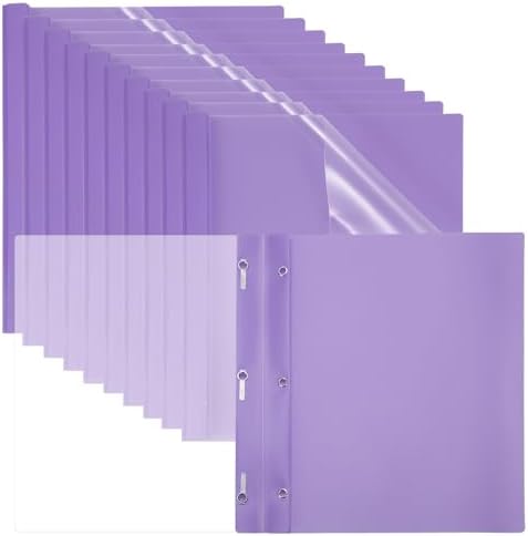 PATIKIL Plastic Report Covers with Prong, 30 Pcs 80 Sheet Clear Front Presentation Binders with 3 Metal Prong Fasteners Report Folder for Resume Documents Files Letter, Light Purple by PATIKIL