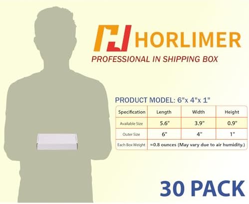 HORLIMER 6x4x1 Shipping Boxes Set of 30, White Corrugated Cardboard Mailer Box for Packing Small Business - Image 2