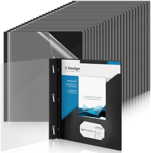 Teling 72 Pcs Report Covers with 3 Prongs for 8.5'' x 11'' Paper(Black) by Teling