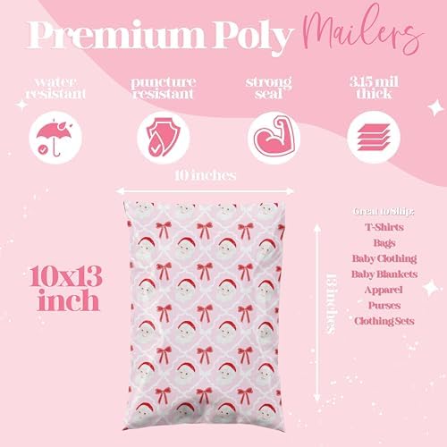 Pretty Package Store Poly Mailers 14.5x19, New Pink Santa, 100 Pack - Image 4