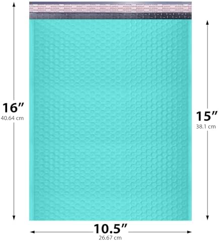 Teal Bubble Mailers 10.5x16, Self Seal Poly Padded Envelopes #5, 100 Pack - Image 2