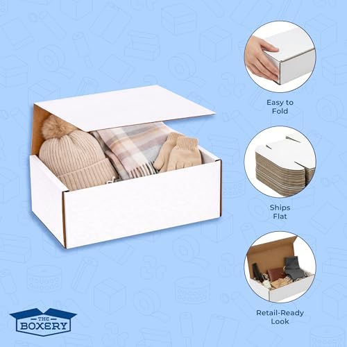 The Boxery Corrugated Mailers White Tuck Shipping Boxes (8x4x4) - Image 5