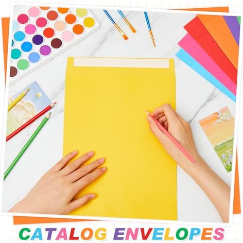 100 Pcs 6'' x 9'' Catalog Envelopes Self Adhesive 32lb Manila Envelopes Kraft Peel & Seal for Secure Mailing Storage Organizing for Office Business Home(Colorful) - Image 4