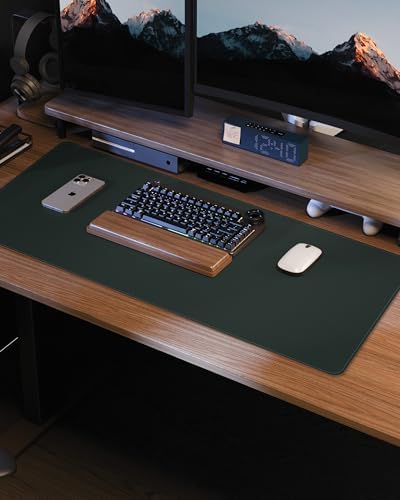 AFIING Desk Pad Protector 23.6" x 13.7" - Non-Slip Waterproof PU Leather Desk Mat for Mouse, Keyboard, Laptop, Office and Home Workspace (Dark Green) - Image 7