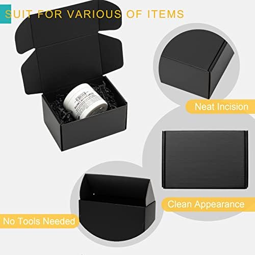 Mcfleet 6x4x3 Small Black Shipping Boxes - 24 Pack Corrugated Cardboard Mailing Box Packaging for Small Business - Tab Locking Literature Mailer Flat Empty Gift Packing Supplies - Image 4