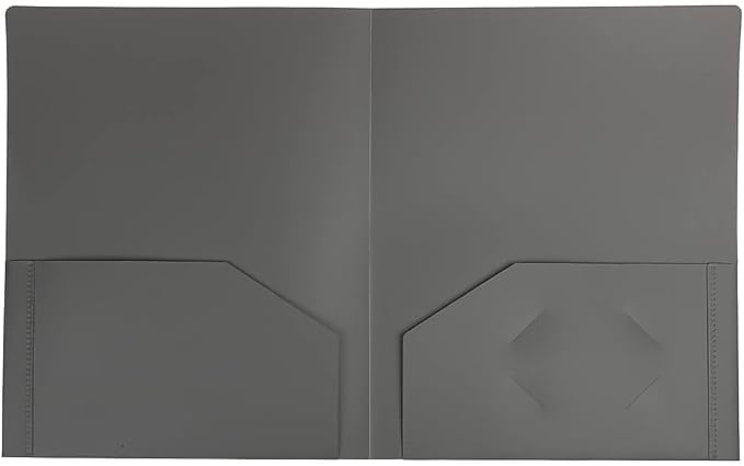 JAM PAPER Heavy Duty Plastic 2 Pocket Extra Tough School Folders - Grey - 6/Pack - Image 4