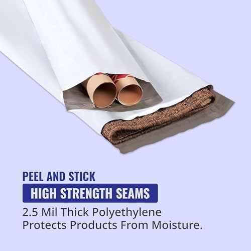 Tape Logic White Long Poly Mailer, 13"L x 45"W, Pack of 50 | Self-Sealing Durable Plastic Envelope for Secure Shipping, Packaging, & Storage, Ideal for Personal & Small Business Shipping Needs , 13x45 - Image 3