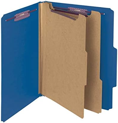 Smead Pressboard Classification File Folder with SafeSHIELD Fasteners, 2 Dividers, 2" Expansion, Letter Size, Dark Blue, 10 per Box (14032) - Image 2