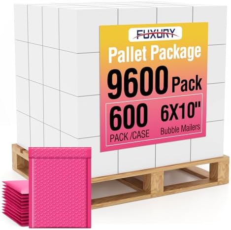 Fuxury Bubble Mailers 6x10" Pink Padded Envelopes 9600 Pack Bulk Pallet by Fuxury