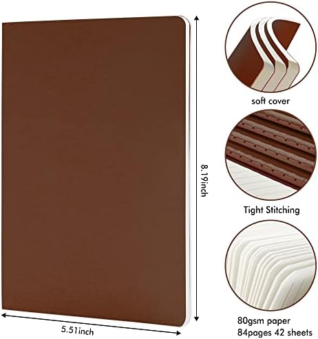 36 Pack Soft Cover Journal Bulk, Feela Lined Blank Travel Journal for Women Men Writing, Notebooks College Ruled for Work, Note Taking Notebook School Business Supplies, 8.2” x 5.5”, A5, Brown - Image 2