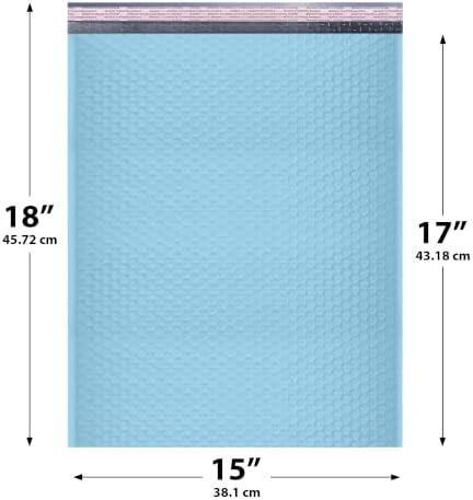 Light Blue Bubble Mailers 15x18, Poly Padded Envelopes #8, 50 Pack - Image 2