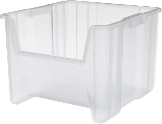 Akro-Mils 13018 Stak-N-Store Stackable Storage Bins, Heavy Duty Garage Storage Containers, Open Front Plastic Organizer for Tools, Shelves, Closet Organizer, 17-1/2" x 16-1/2" x 12-1/2", Clear, 2-Pack by Akro-Mils