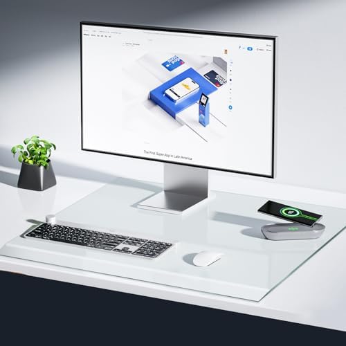 VASUHOME 32" x 20" Premium Tempered Glass Desk Mat with Beveled Edge - Ergonomic Desk Protector, Crystal Clear, Dry Erase Surface, Ideal Table Top Protector for Home & Office by VASUHOME