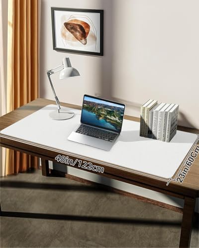 Desk mat Large, Leather Desk Pad Protector,Office Desk Mat,Mouse Pad, Non-Slip Desk Blotter, Laptop Desk Pad, Waterproof Desk Writing Pad for Office&Home (Ivory White, 48" x 24") - Image 7