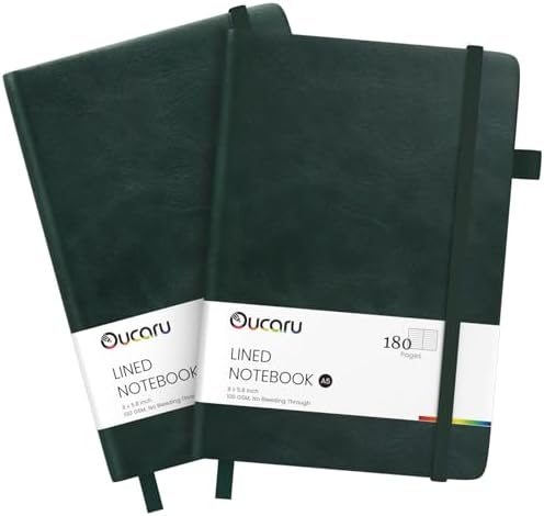 Oucaru 2 Pack A5 Lined Journal Notebook for Writing, 180 Pages by Oucaru