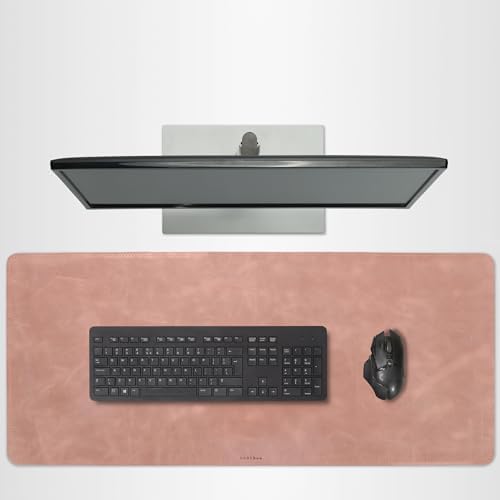 Full Grain Leather Desk Pad, Rose Pink, XL (35.4 x 15.7 inch) by DAREhue