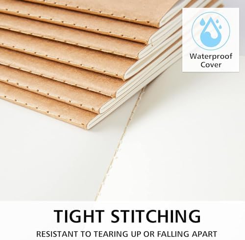 feela 8 Pack Unlined Kraft Paper Notebooks, Blank Journal Note Pad for Drawing Writing, Small Sketchbook Travel Journal Bulk for Women Kids Students Office School Supplies, A5, 60 Pages, 8.3” X 5.5” - Image 4