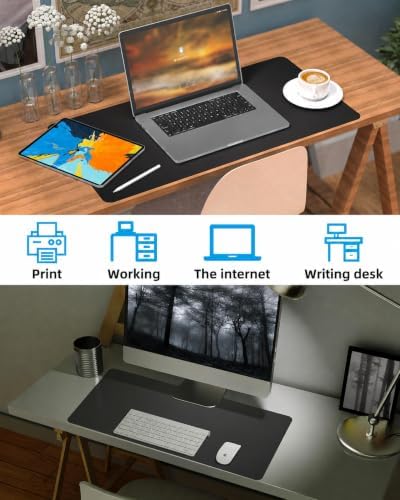 Small Desk Mat,Leather Desk Pad Protector,Desk Mouse pad,Office Desk mat,Laptop Mat for Desk, Non-Slip PU Leather Desk Blotter,Waterproof Desk Writing Pad for Office/Home(23.6"x13.8",Black) - Image 6