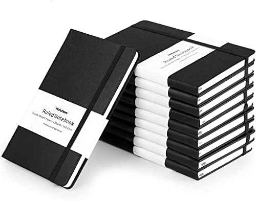 Huhuhero 10 Pack Lined Journal Notebook, A5 College Ruled 5"×8.25", Black by Huhuhero