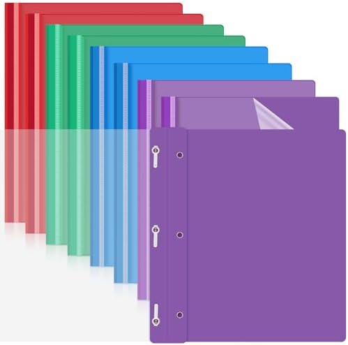 Teling 48 Pcs Clear Front Report Covers with 3 Prong Fasteners, Multicolor by Teling