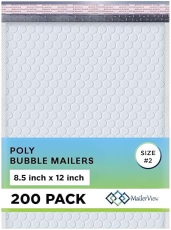 Arctic White Bubble Mailers 8.5x12 Poly Padded Envelopes #2 200 Pack by MAILERVIEW