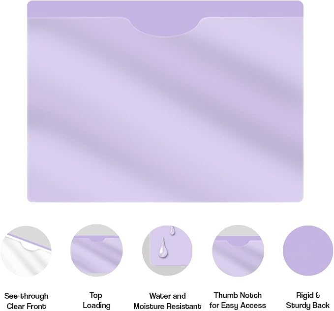 Lavender Plastic Folders with Pockets and Clear Cover, Doctor Stuff, Letter Size, Top Loading Vinyl File Folders, Job Jacket, Documents Holder, Pack of 100 - Image 4