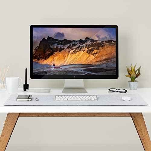 Premium Felt Desk Mat | Large 15.75" x 36" | Multifunctional Desk Pad for Home Office | Light Gray - Image 2