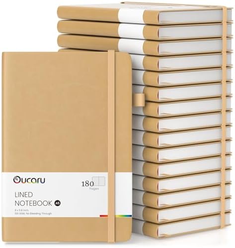 Oucaru 16 Pack Bulk Journal Notebook, A5 Lined Notebook Set, 180 Pages by Oucaru