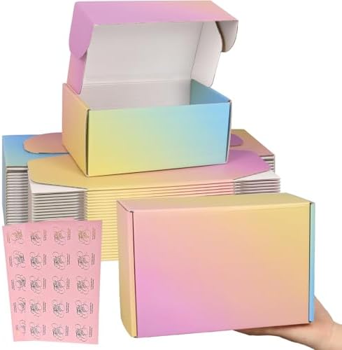 Shipping Boxes for Packaging 9x6x4", 30 Pack Colorful Corrugated Cardboard Boxes, Medium Mailing Boxes for Small Business by OitiO