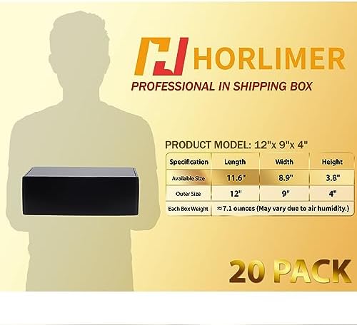 HORLIMER 12x9x4 inches Shipping Boxes Set of 20, Black Medium Corrugated Cardboard Gift Mailer Box - Image 2