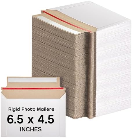 Affrolling 50 Pcs 6.5 x 4.5 Inch Rigid Photo Mailers Cardboard, White by Affrolling