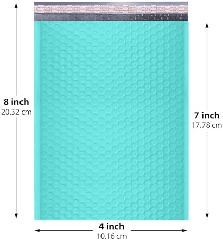 Small Teal Bubble Mailers 4x8, Poly Padded Envelopes #000, 1000 Pack - Image 2