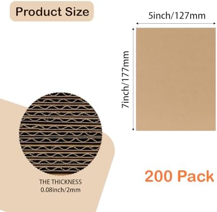 Calenzana 5x7 Corrugated Cardboard Sheets Set of 200, Flat Card Boards Inserts for Crafts, Packing, Shipping, Moving, Mailing - Image 2