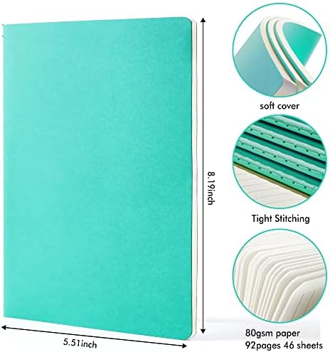 36 Pack Soft Cover Journal Bulk, Feela Lined Blank Travel Journal for Women Men Writing, Notebooks College Ruled for Work, Note Taking Notebook School Business Supplies, 8.2” x 5.5”, A5, Emerald - Image 2